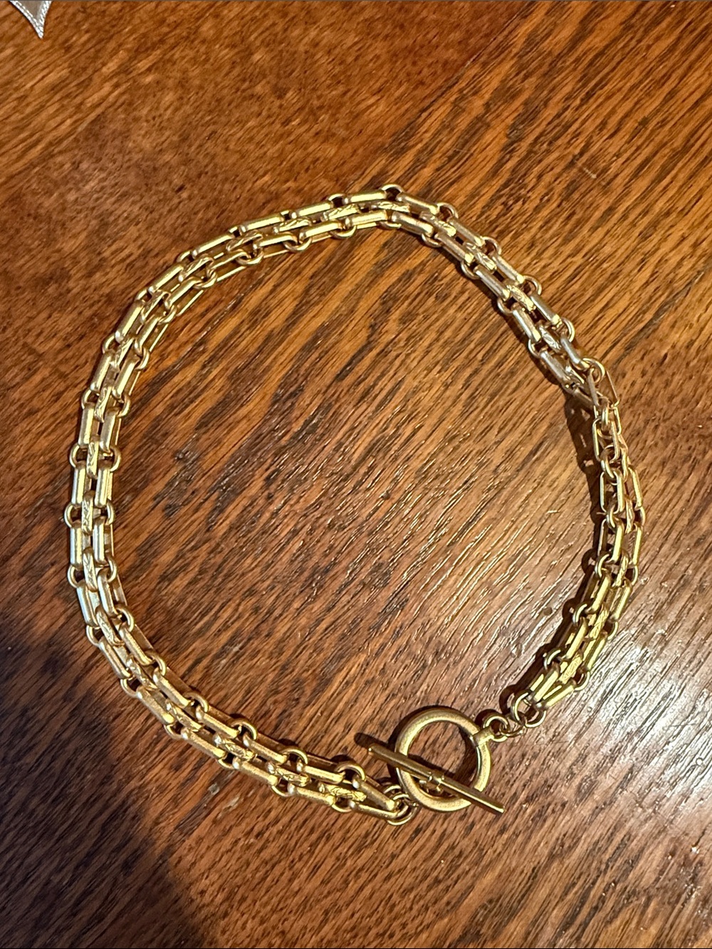 Gold Double Strand Toggle Chain Necklace